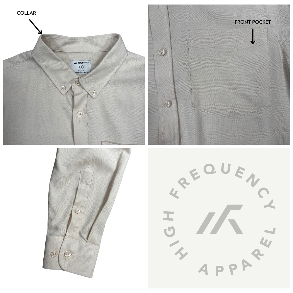 hfa unisex linen cotton relaxed fit long sleeve shirt