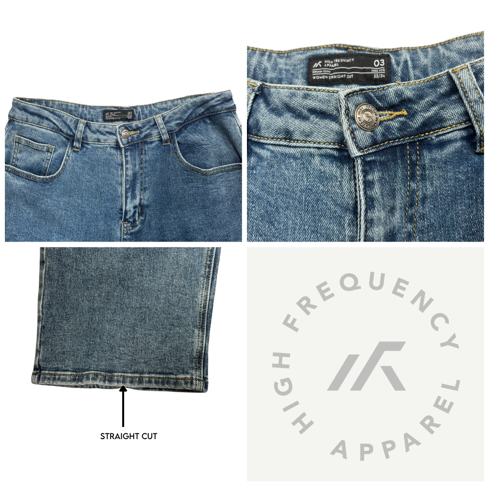 hfa women's mid waisted straight cut stretch denim jeans