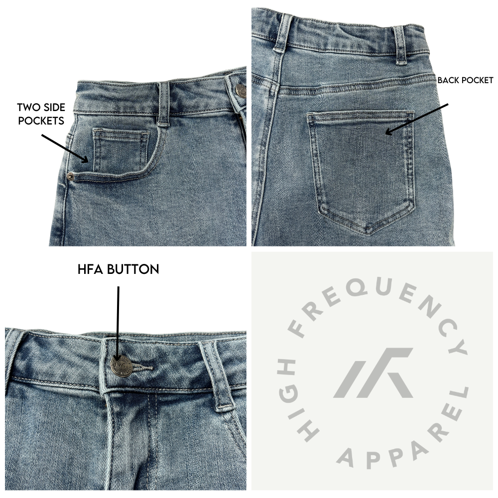 hfa women's mid-waisted stretch denim shorts