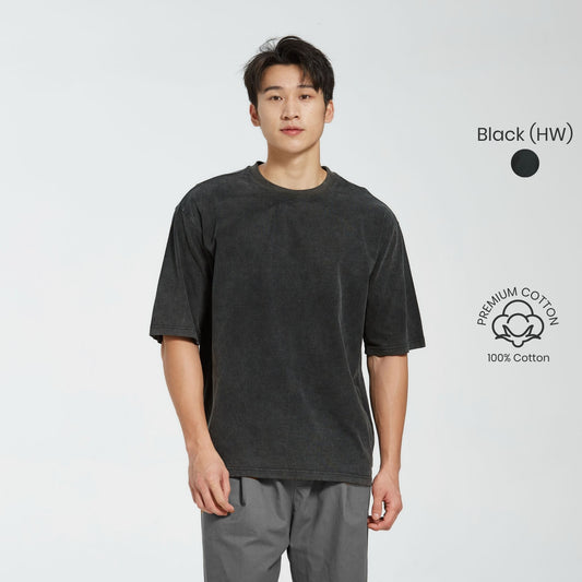 Unisex Acid Washed 280GSM Cotton Oversized Crew Neck T-Shirt