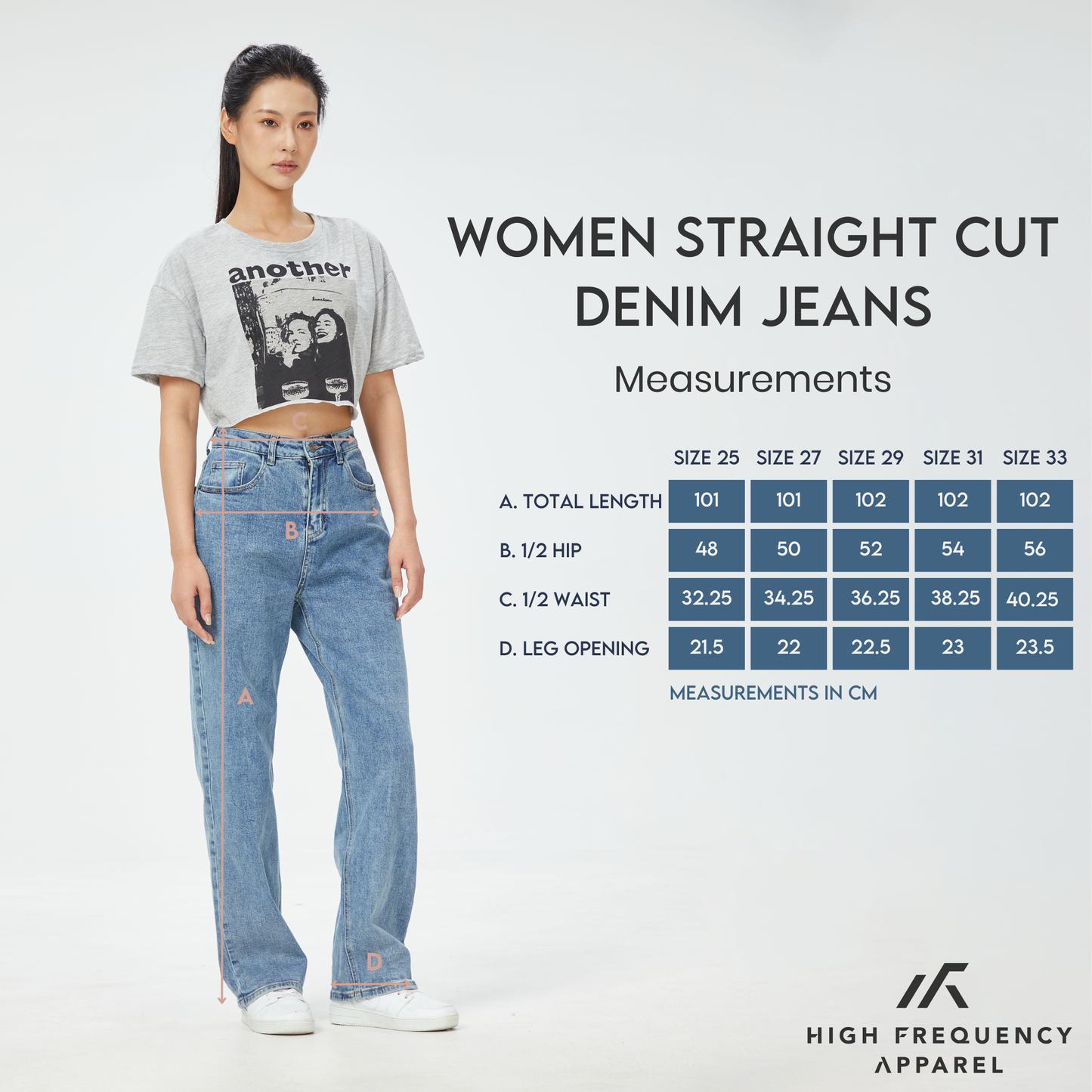 mid waisted straight cut stretch denim jeans