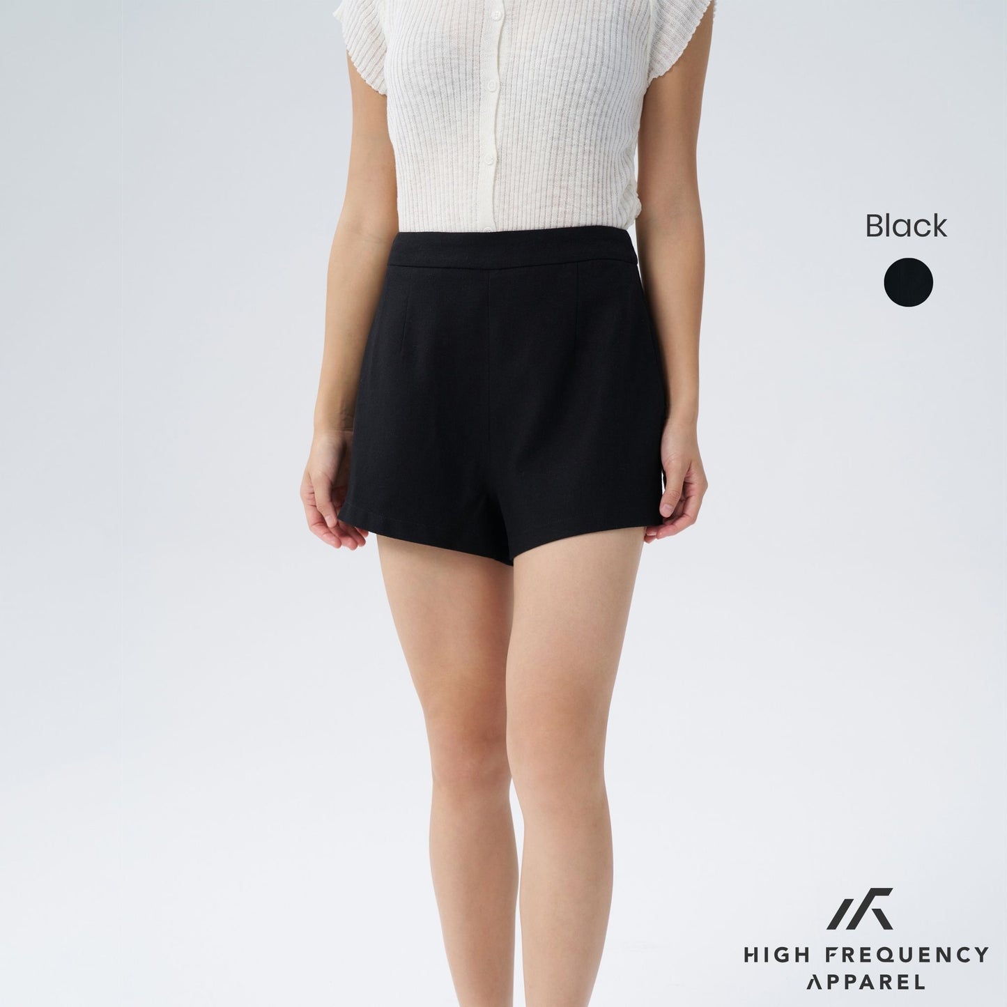 hfa women's linen high waisted shorts - back zipper