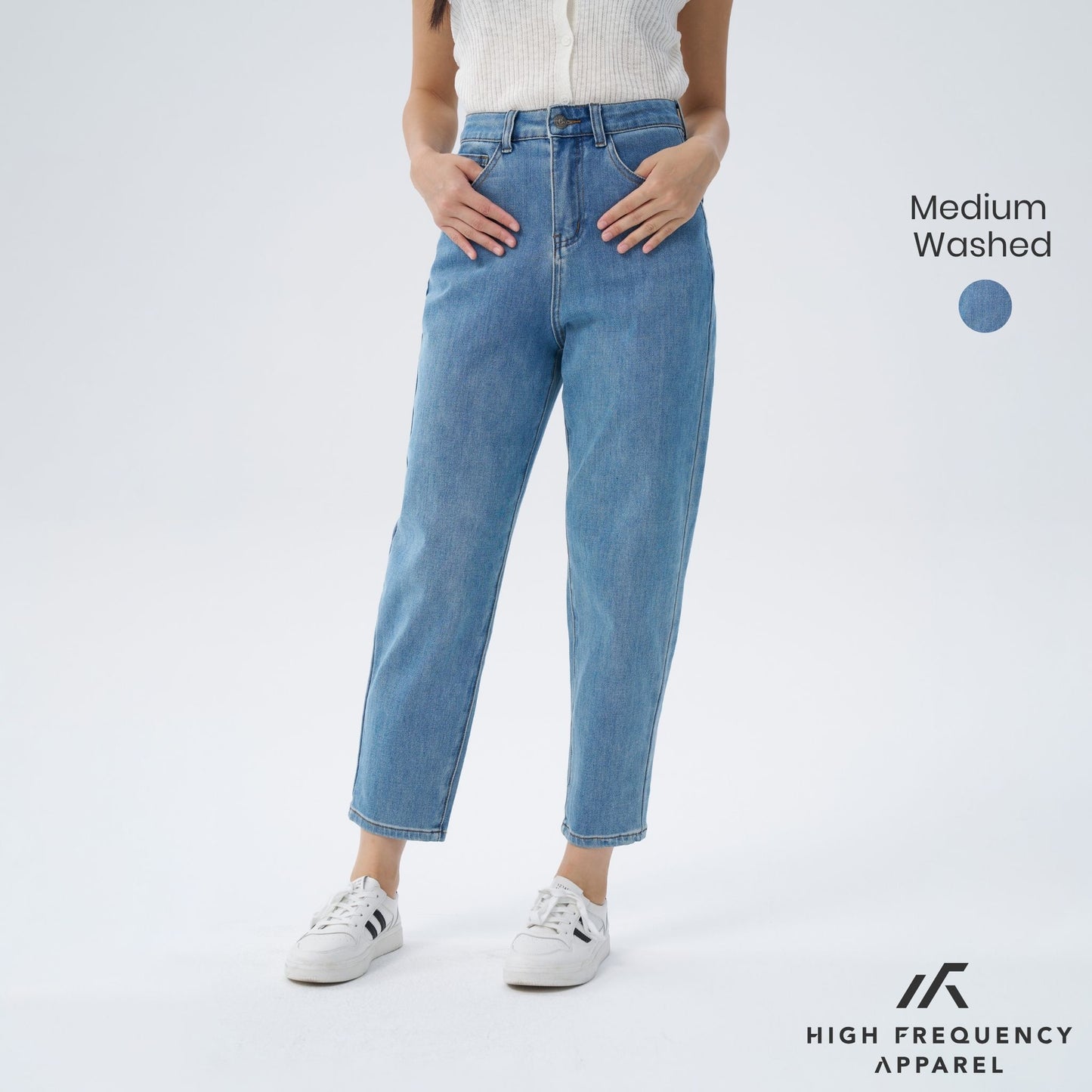 hfa women’s high waisted ankle-length mom denim jeans