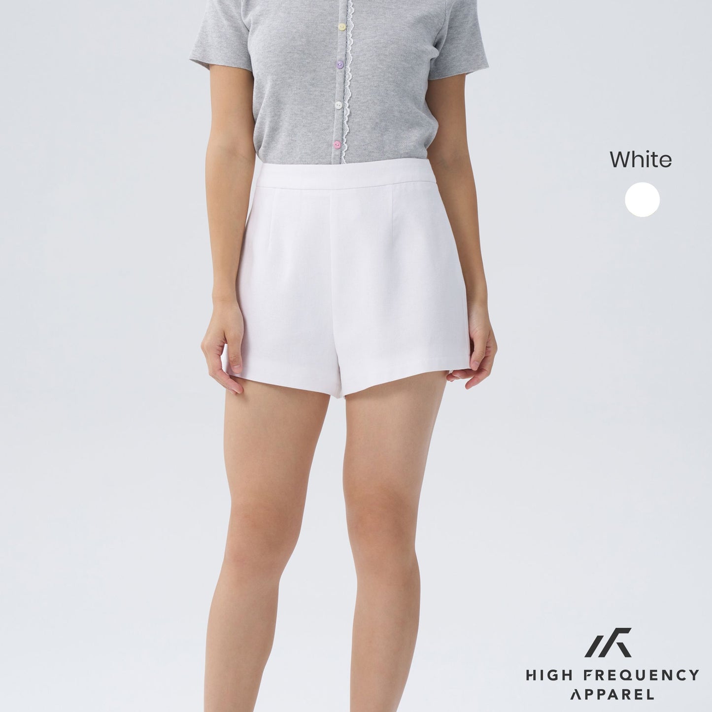 hfa women's linen high waisted shorts - back zipper