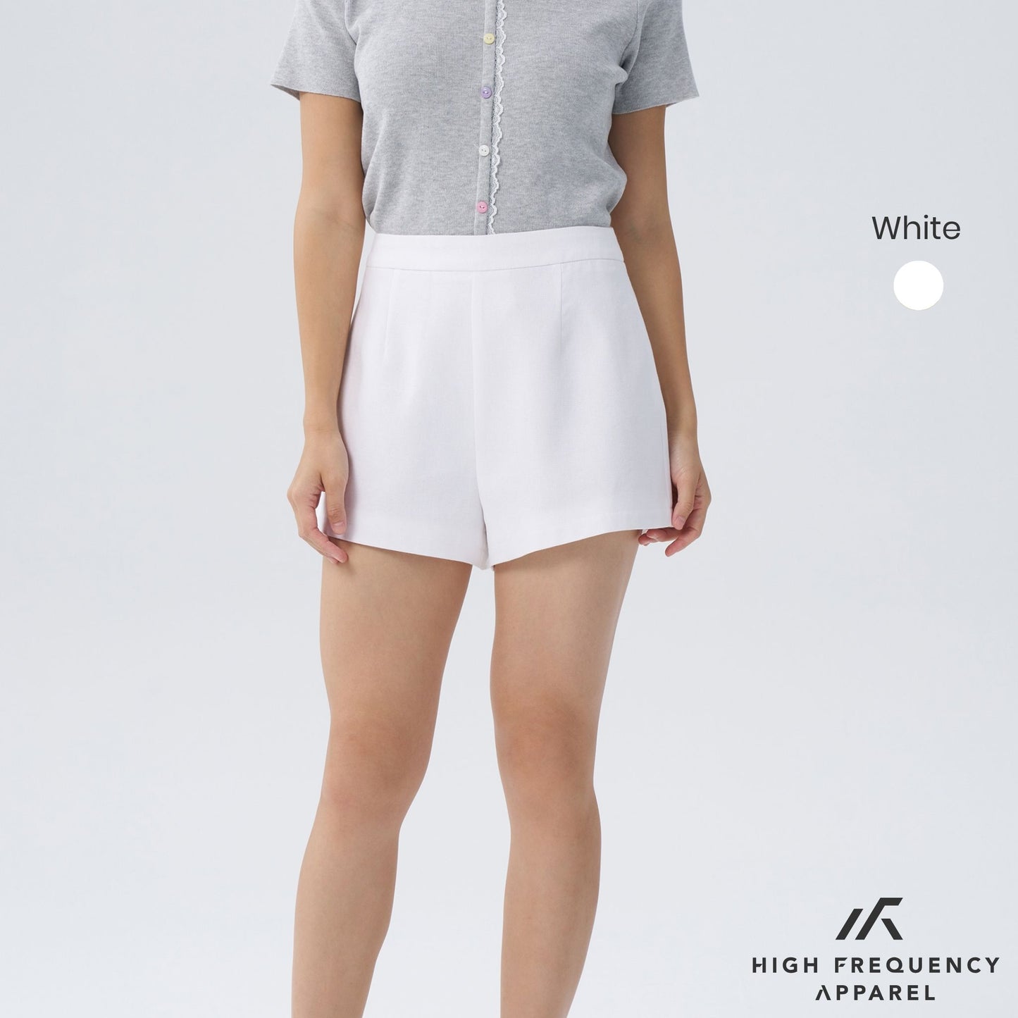 hfa women's linen high waisted shorts - back zipper