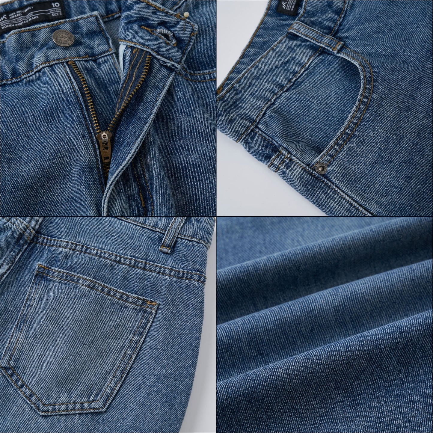hfa women's wide leg mid-waisted ankle length denim jeans