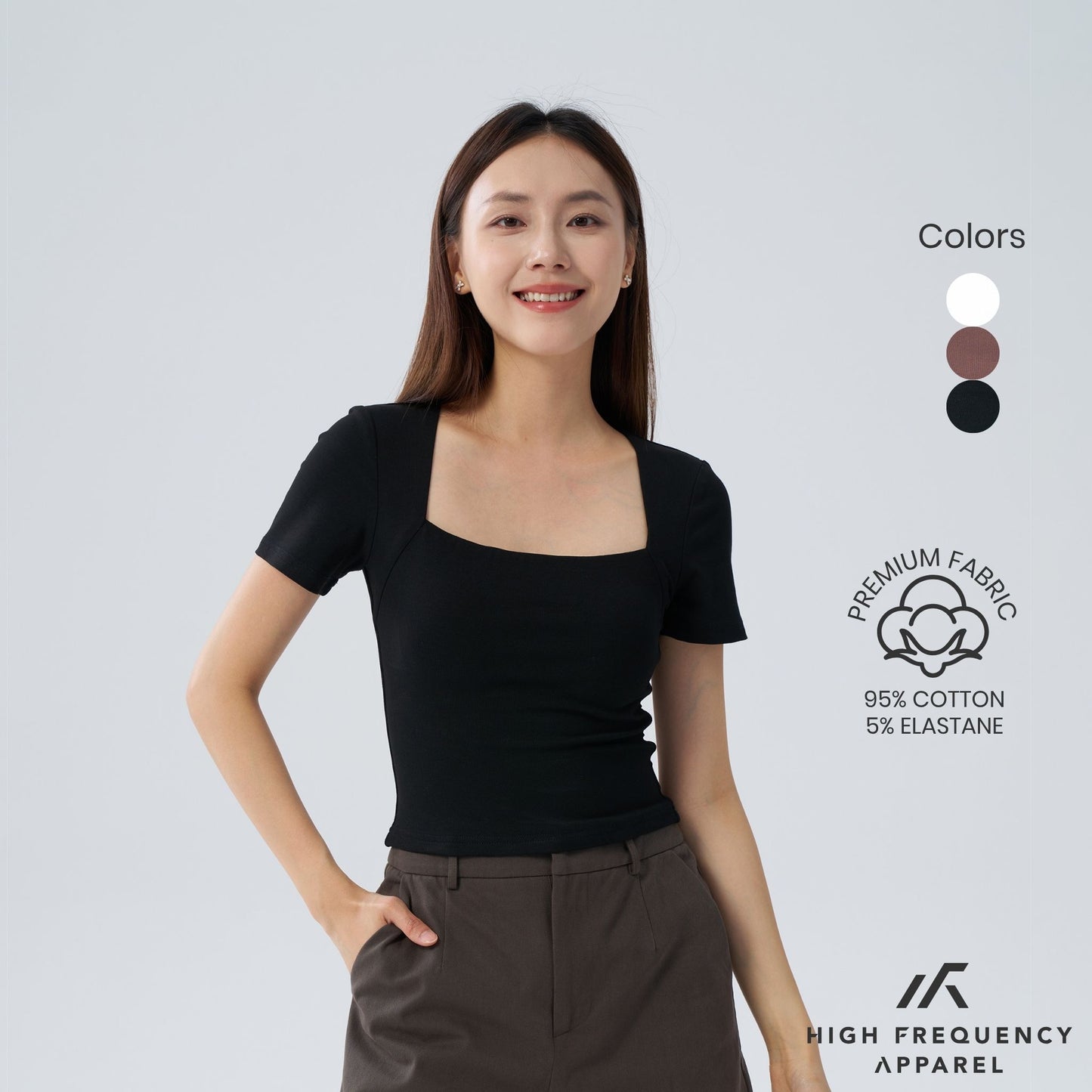 hfa women's square neck padded top