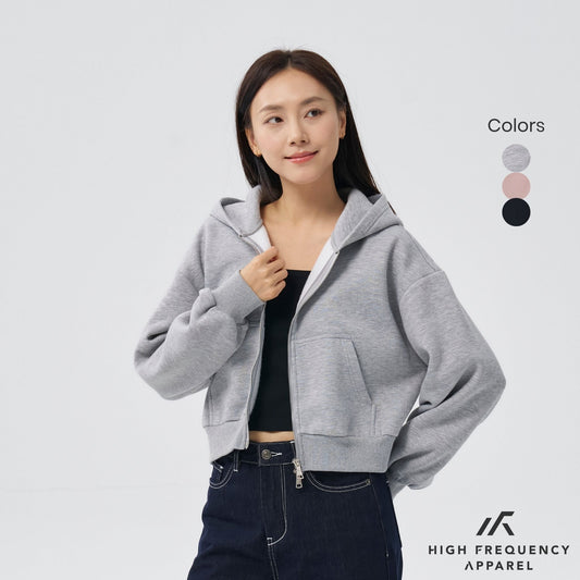 Cropped Two-Way Zippered Hoodie