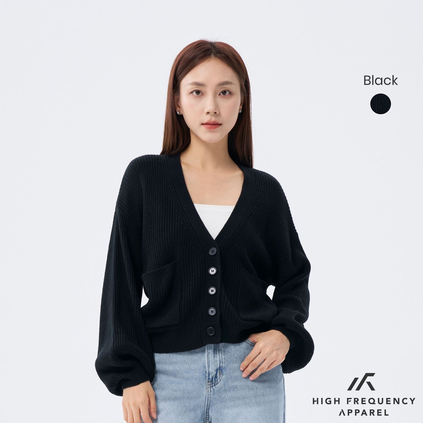 hfa women's puffy knitted cardigan