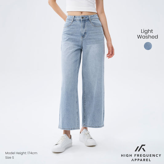 Wide Leg Mid-Waisted Ankle Length Denim Jeans