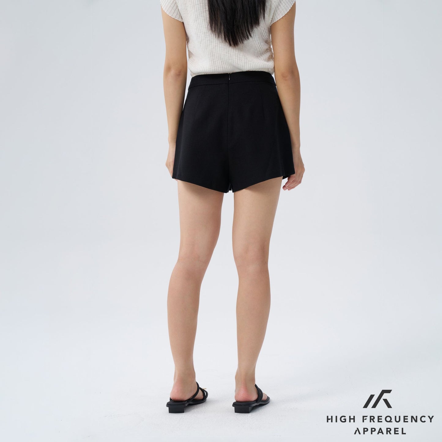 hfa women's linen high waisted shorts - back zipper