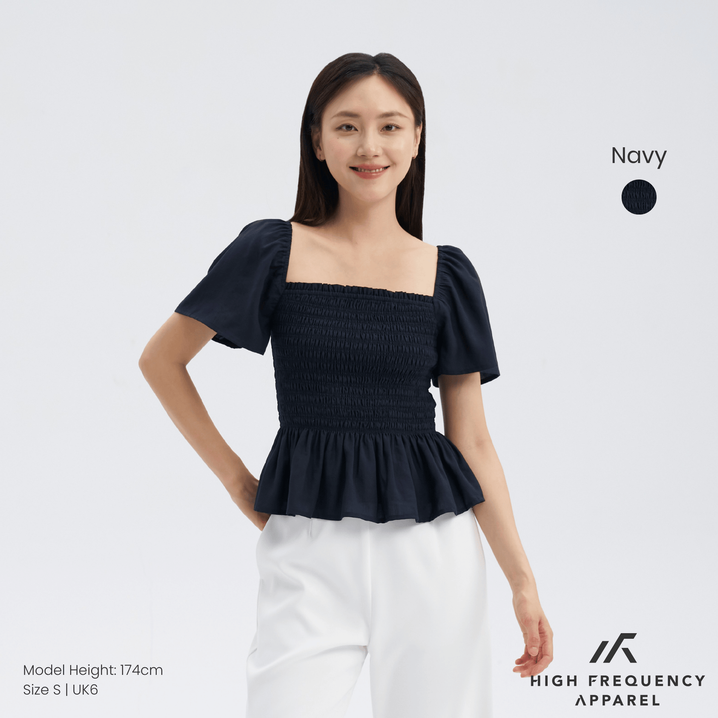 square neck full smocked flutter sleeve top