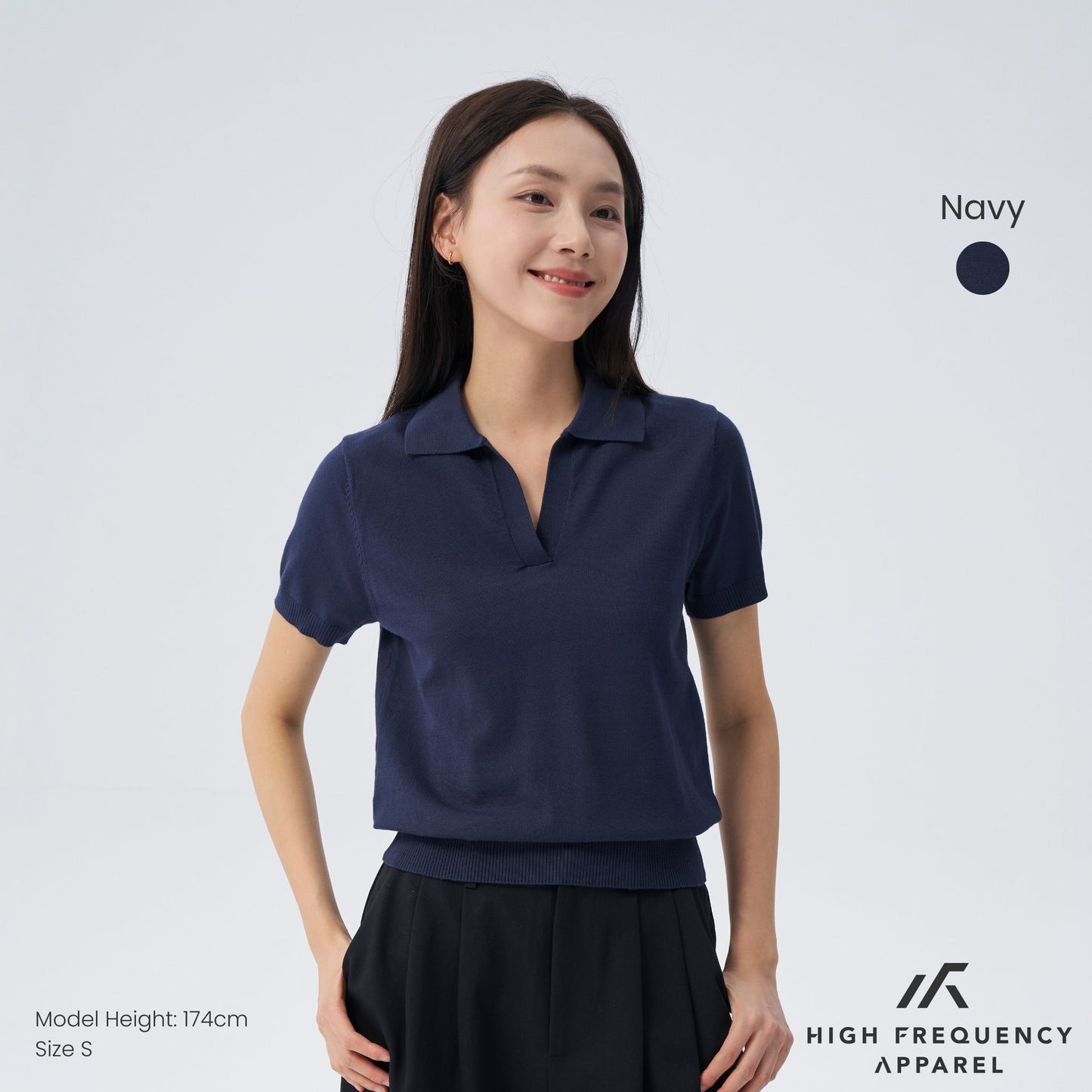 hfa women’s knitted buttonless polo