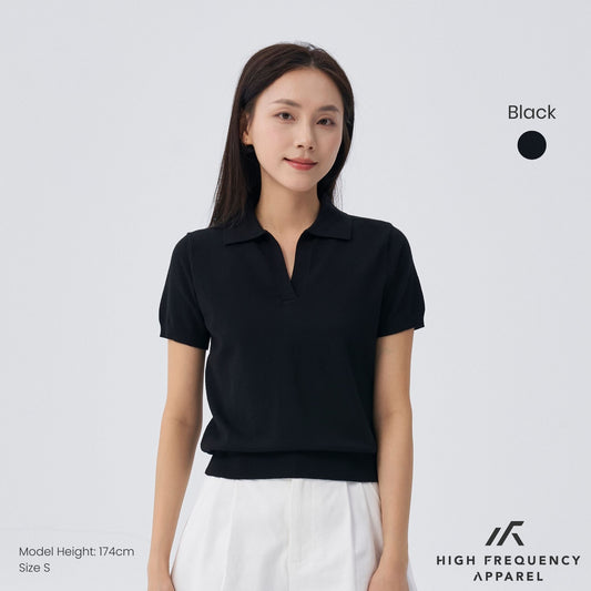 Knitted Buttonless Polo