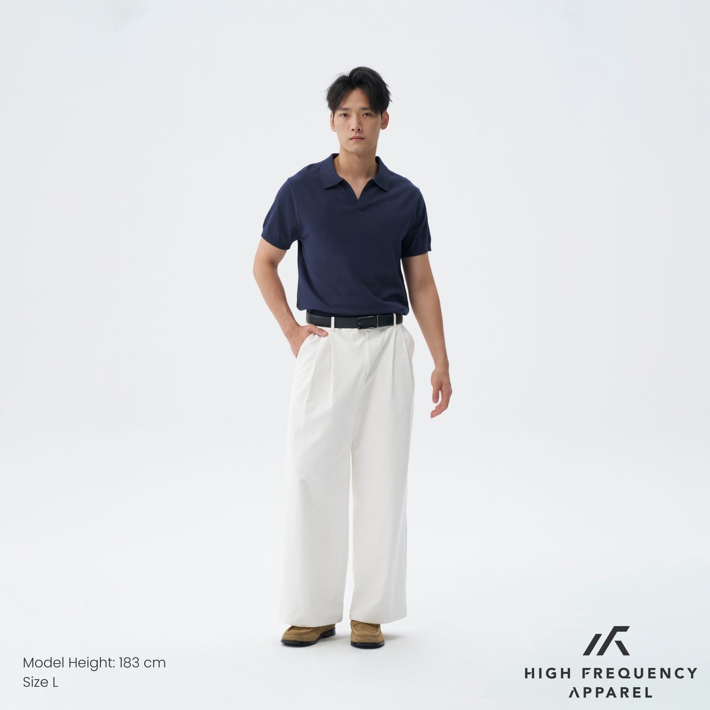 hfa men's buttonless knitted polo shirt