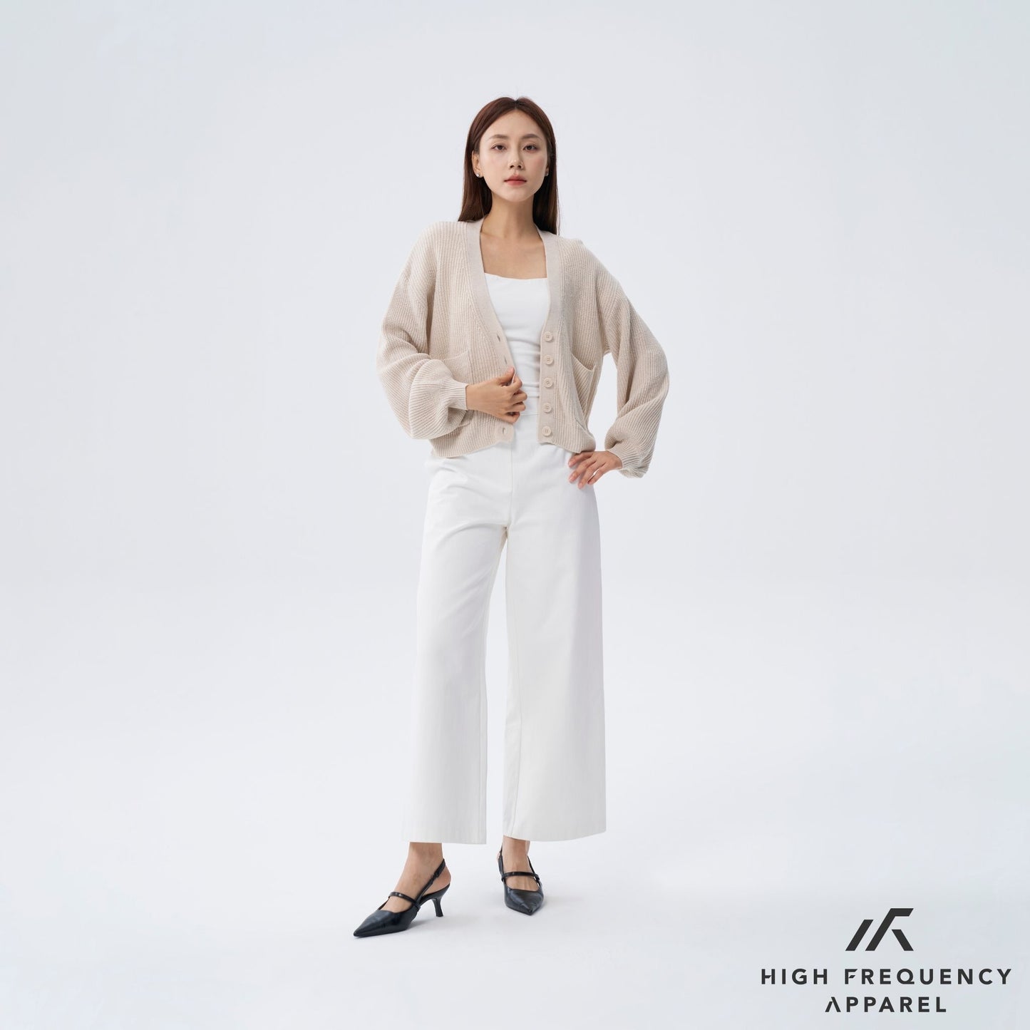 hfa women's puffy knitted cardigan