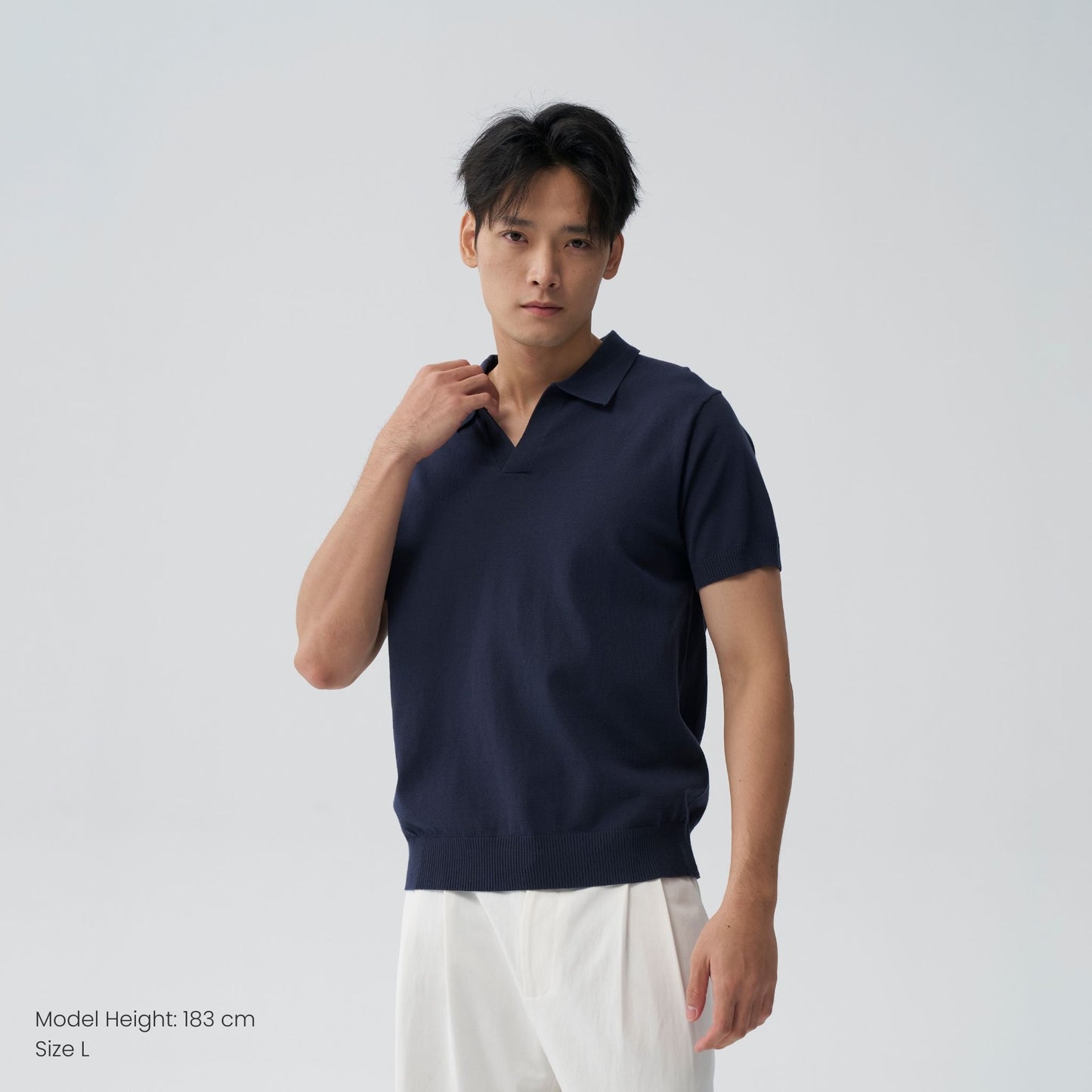 hfa men's buttonless knitted polo shirt