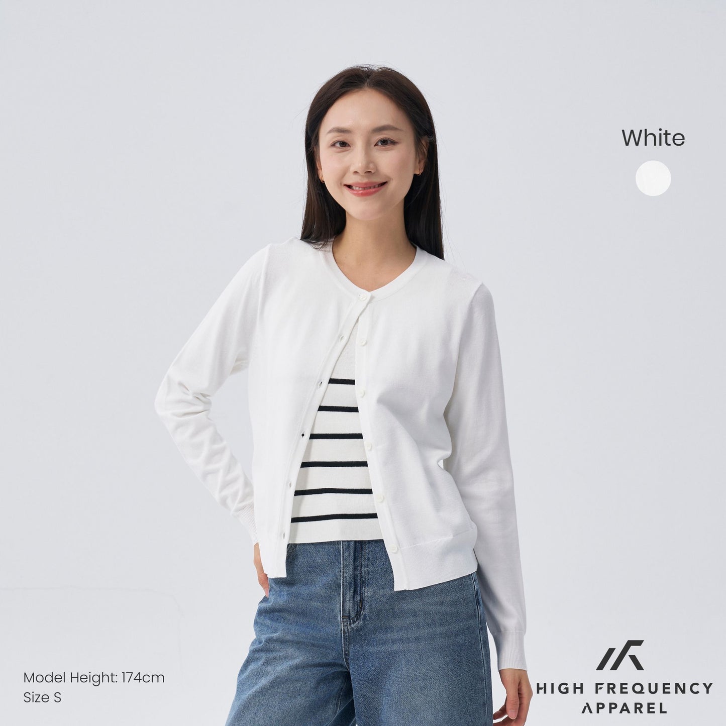 hfa women’s crew neck long sleeve cardigan