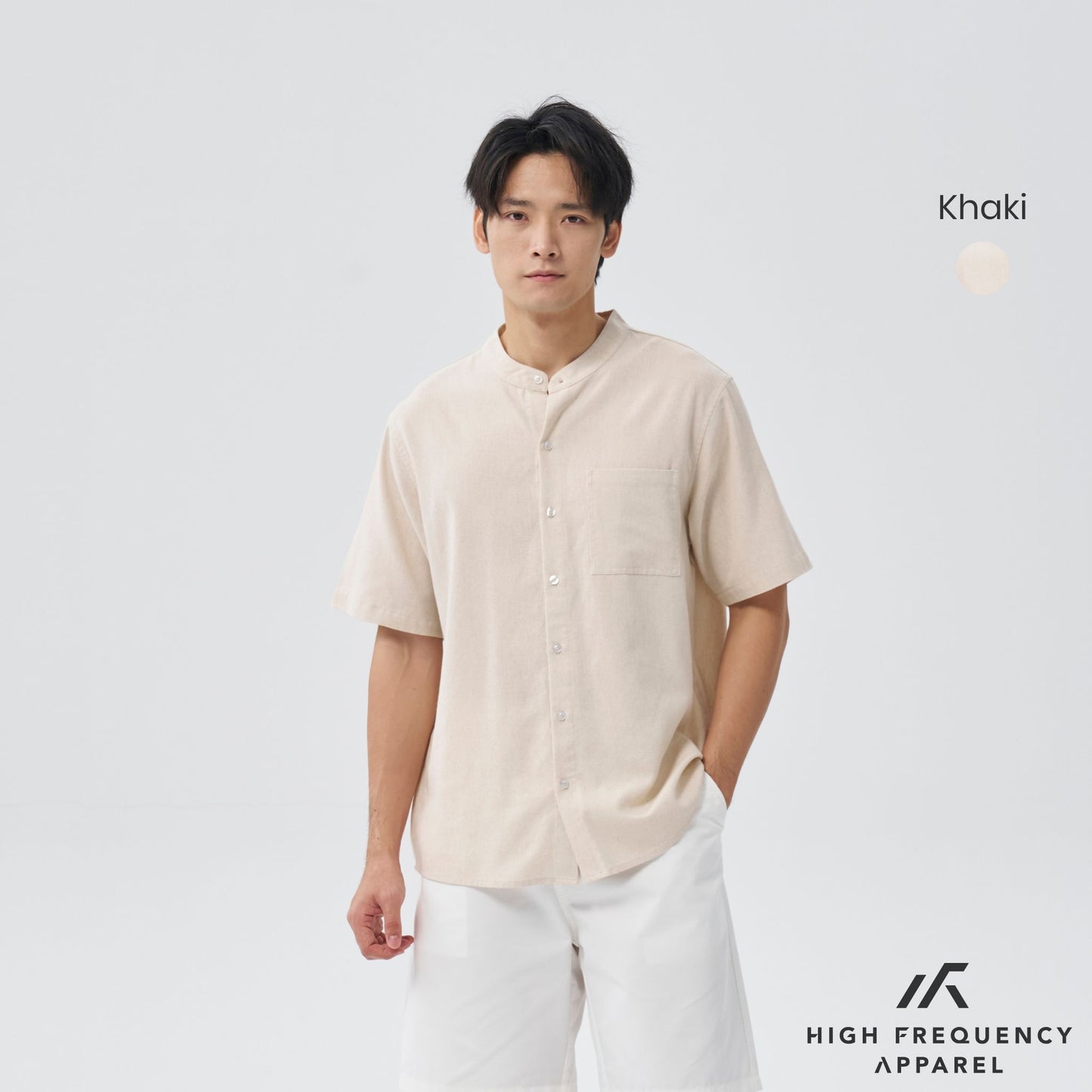 hfa men’s mandarin collar short sleeve shirt