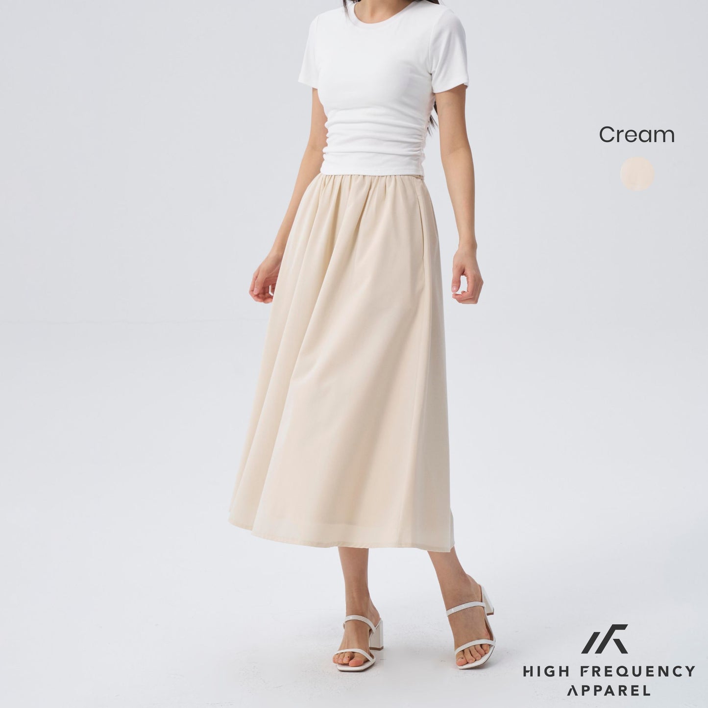 hfa women’s midaxi drape skirt with elasticated waist and back zipper