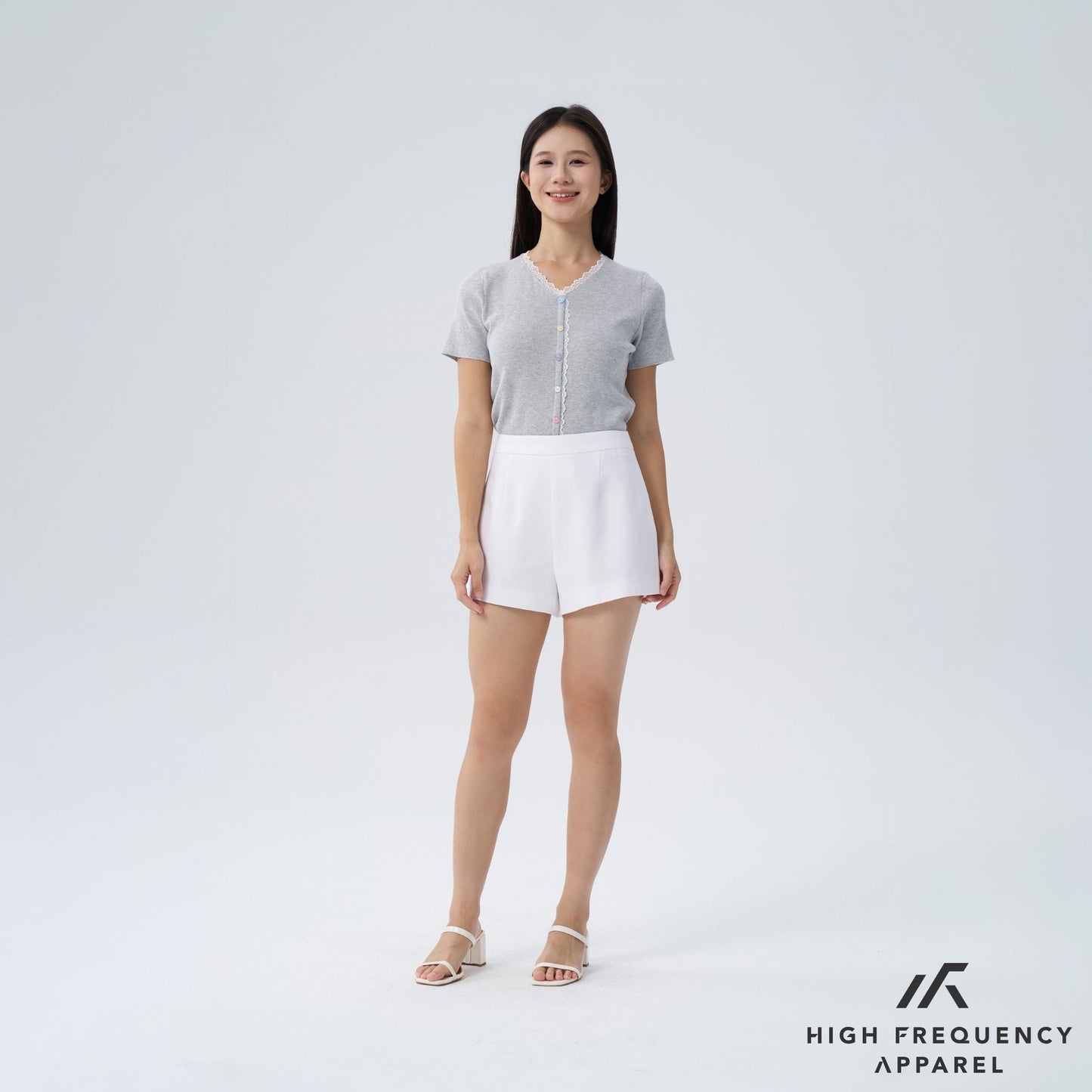 hfa women's linen high waisted shorts - back zipper