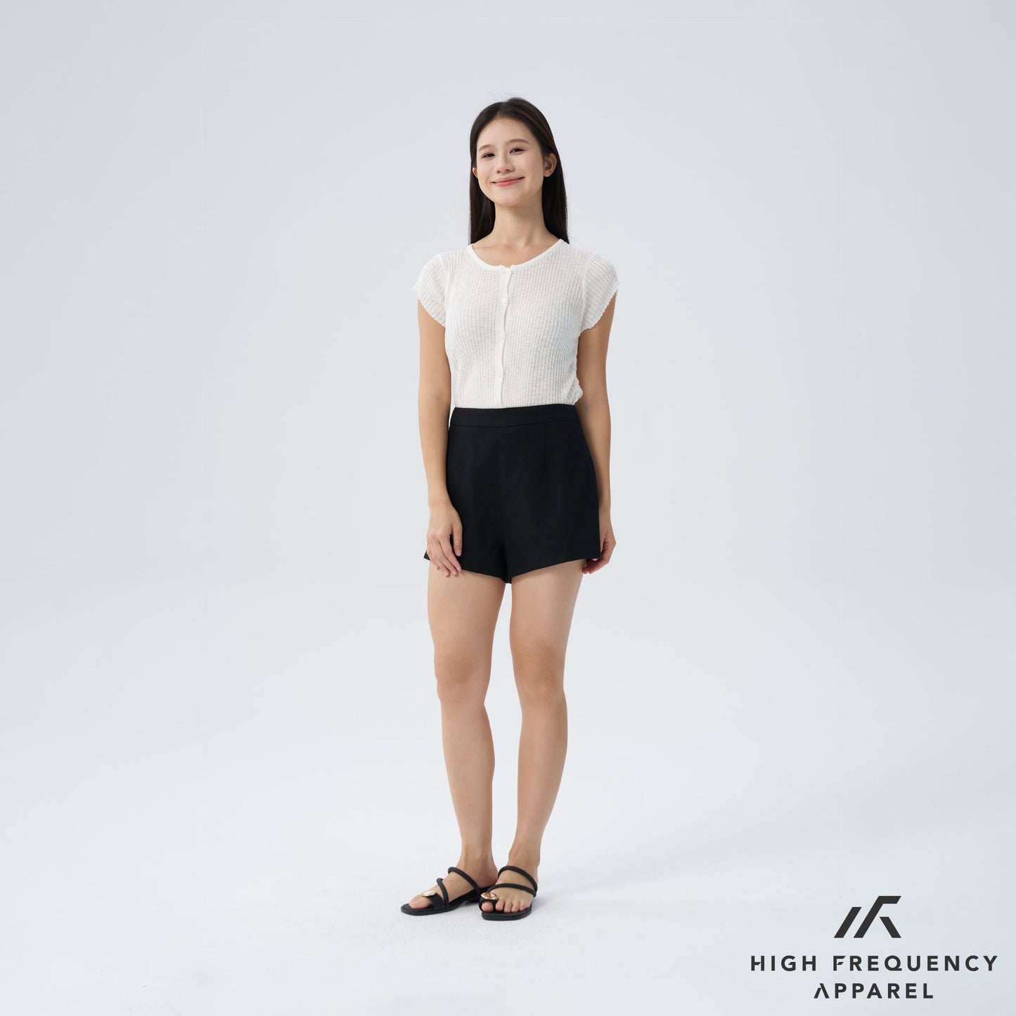 hfa women's linen high waisted shorts - back zipper