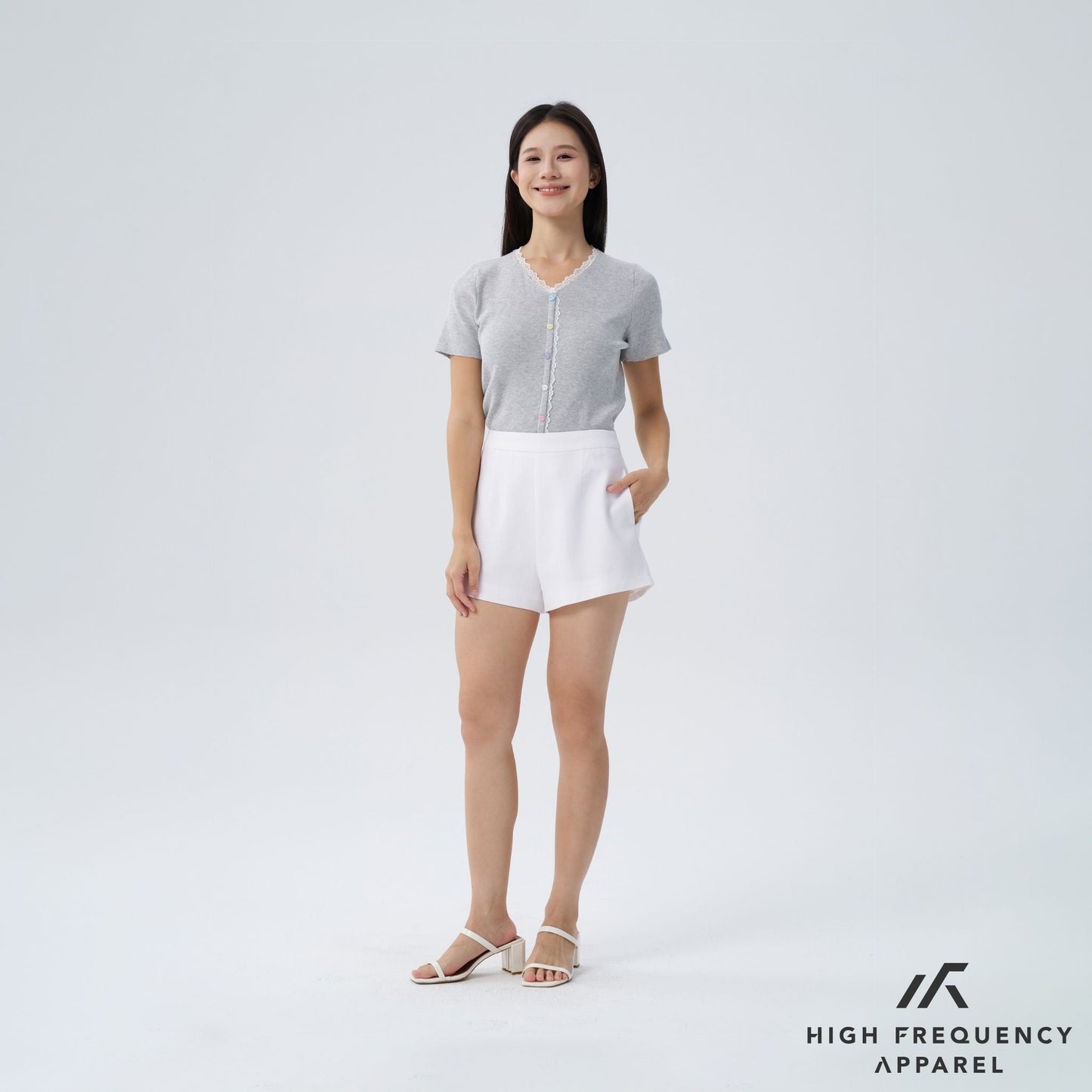 hfa women's linen high waisted shorts - back zipper