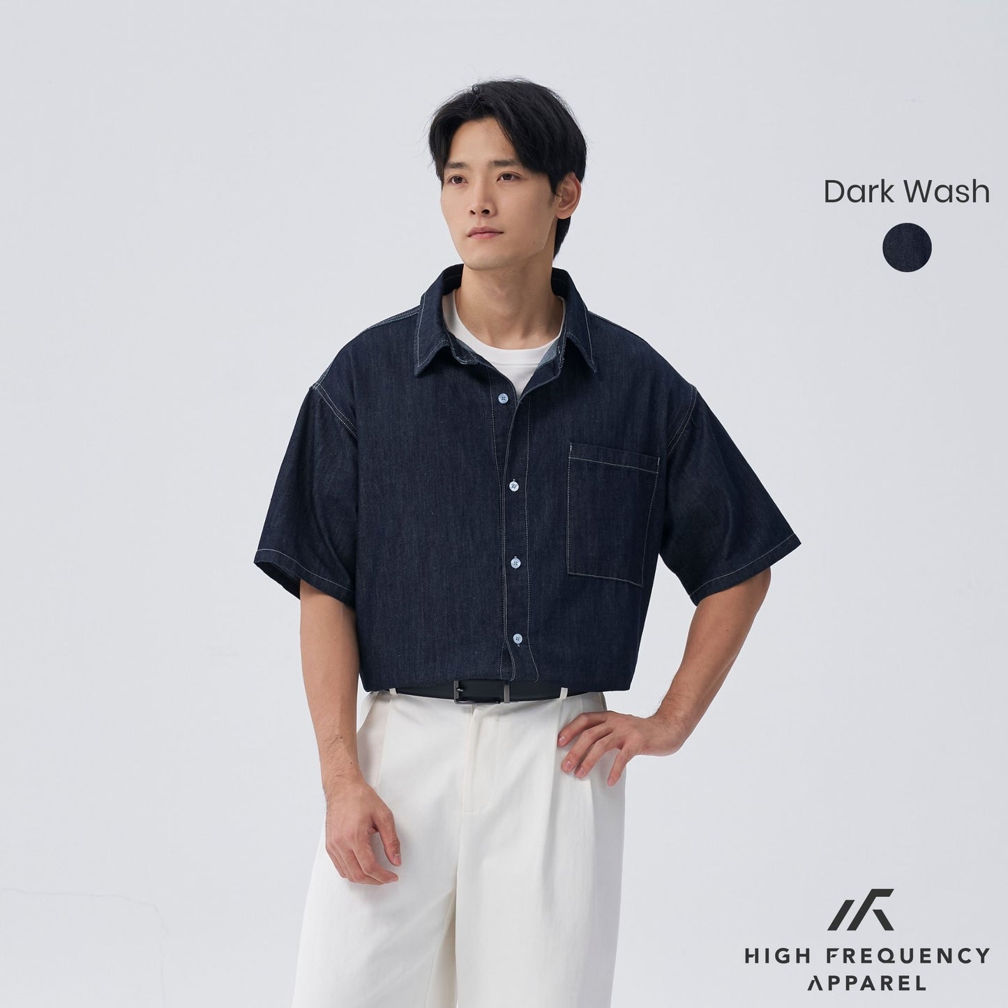 hfa men’s oversized short sleeve denim shirt