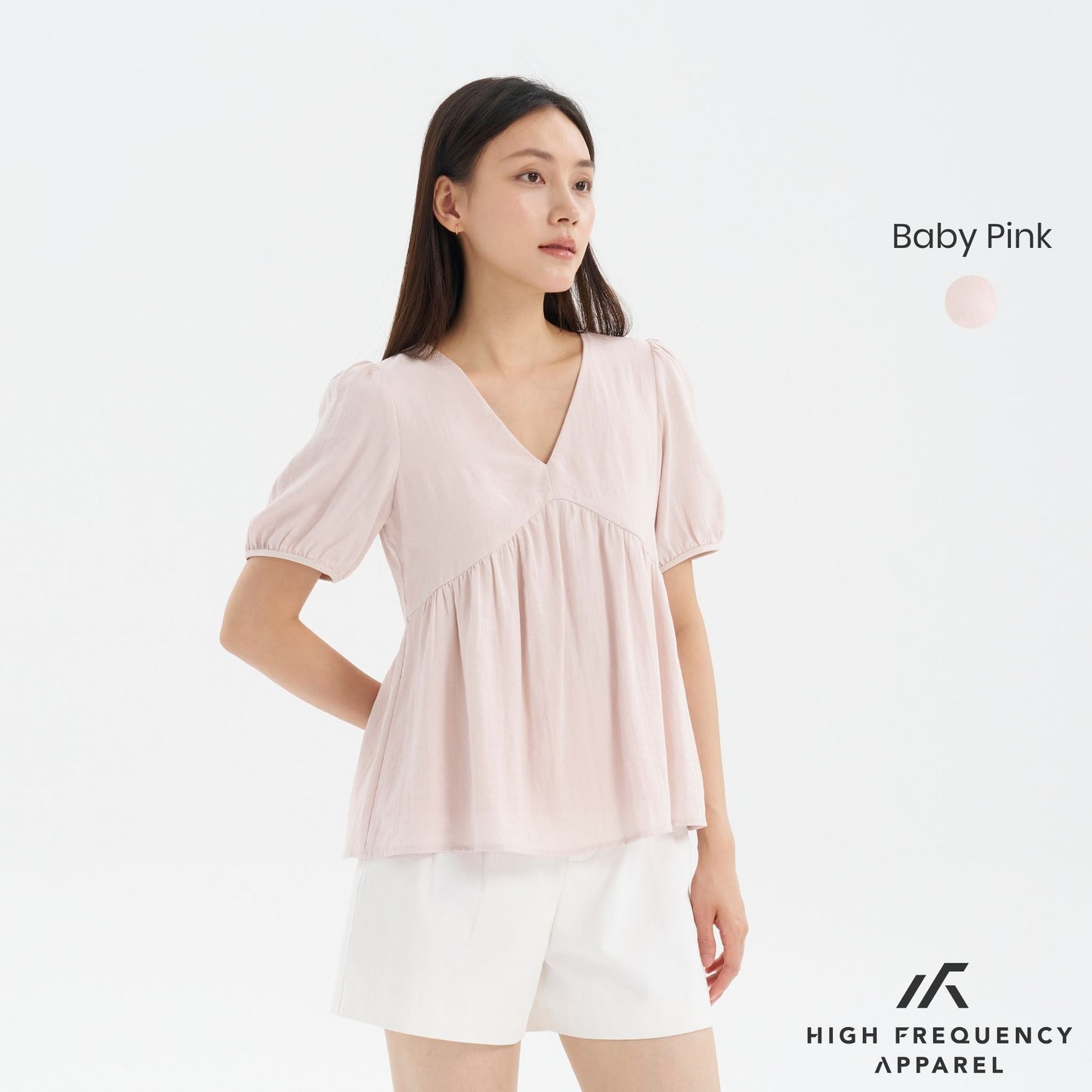 v-neck short sleeve flowy babydoll blouse