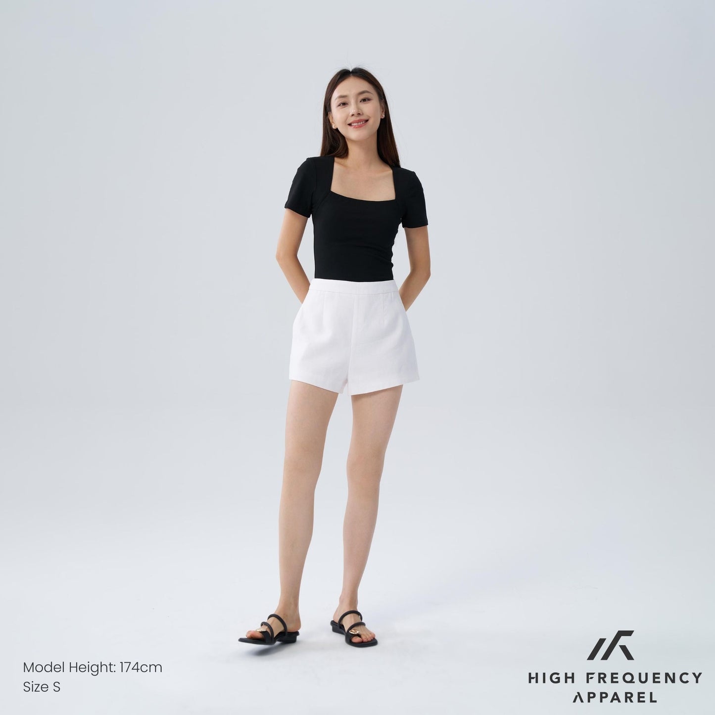 hfa women's linen high waisted shorts - back zipper