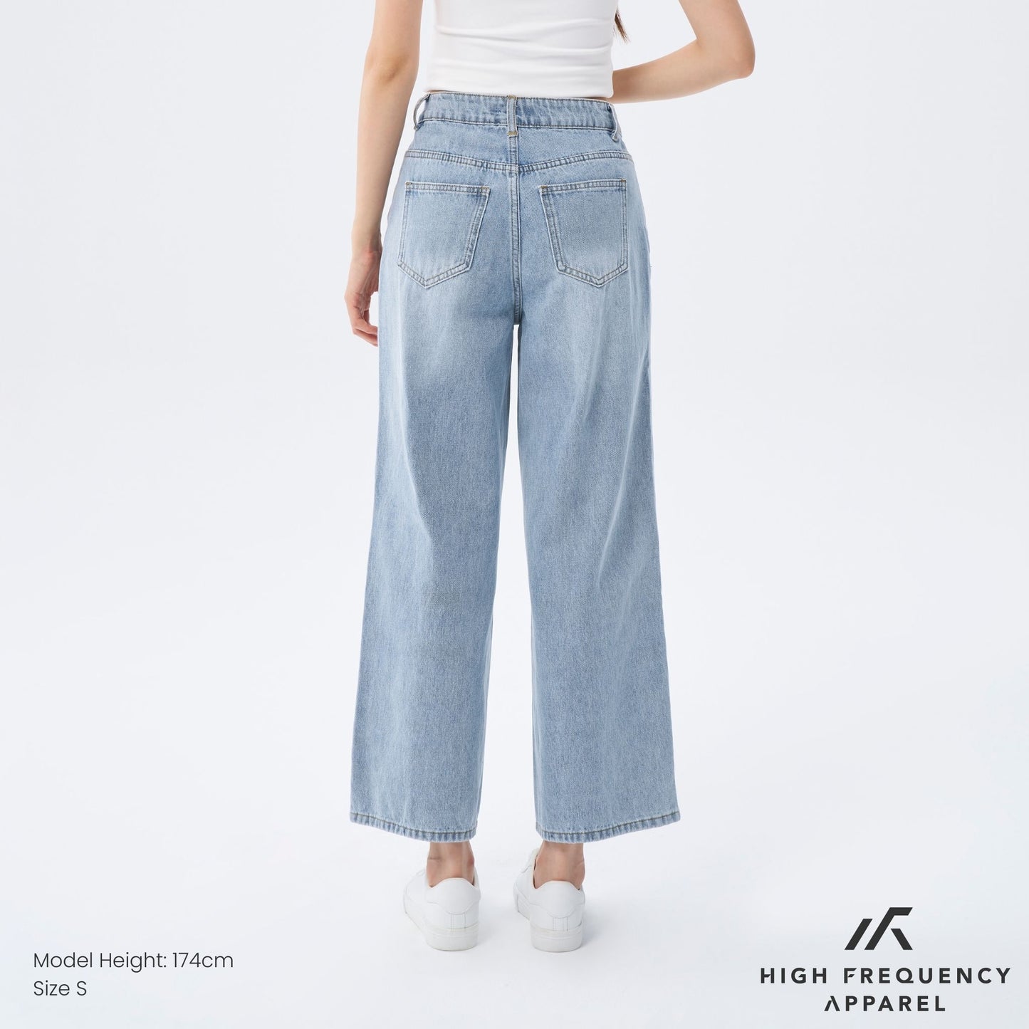 hfa women's wide leg mid-waisted ankle length denim jeans