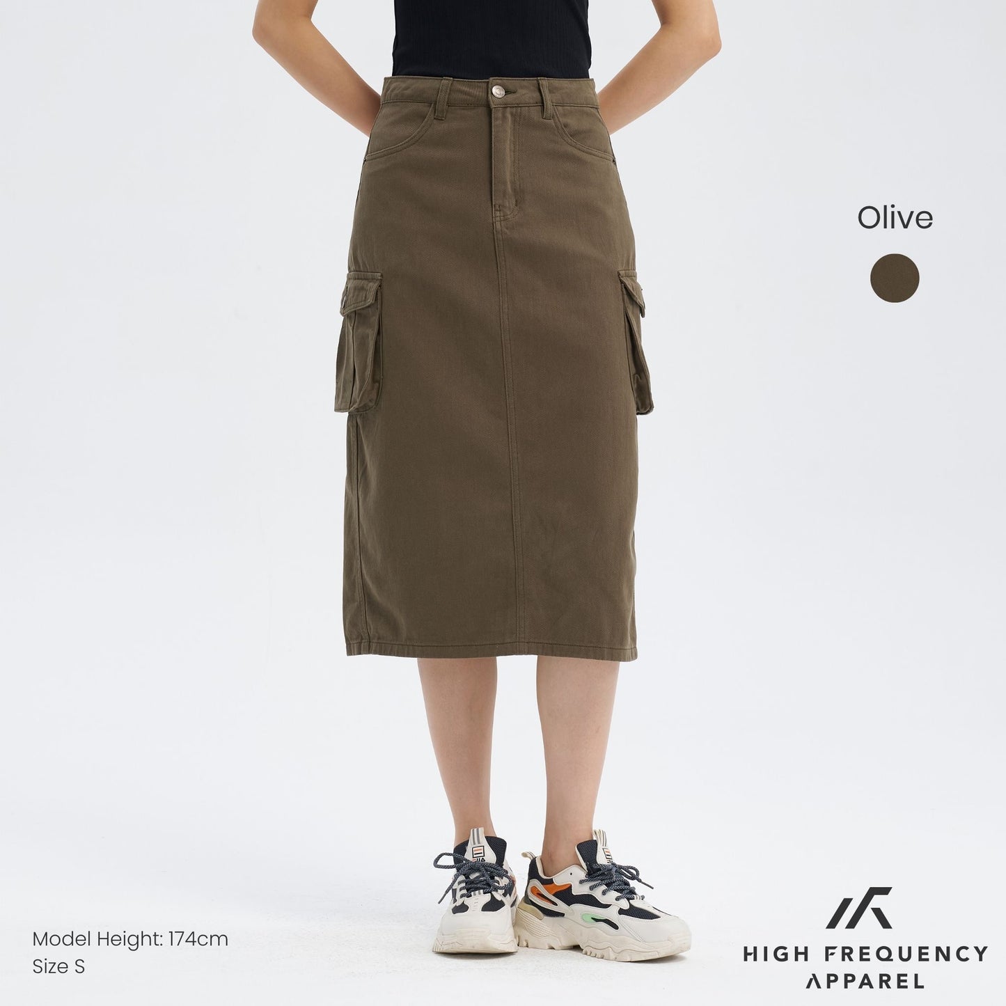 midi denim cargo skirt