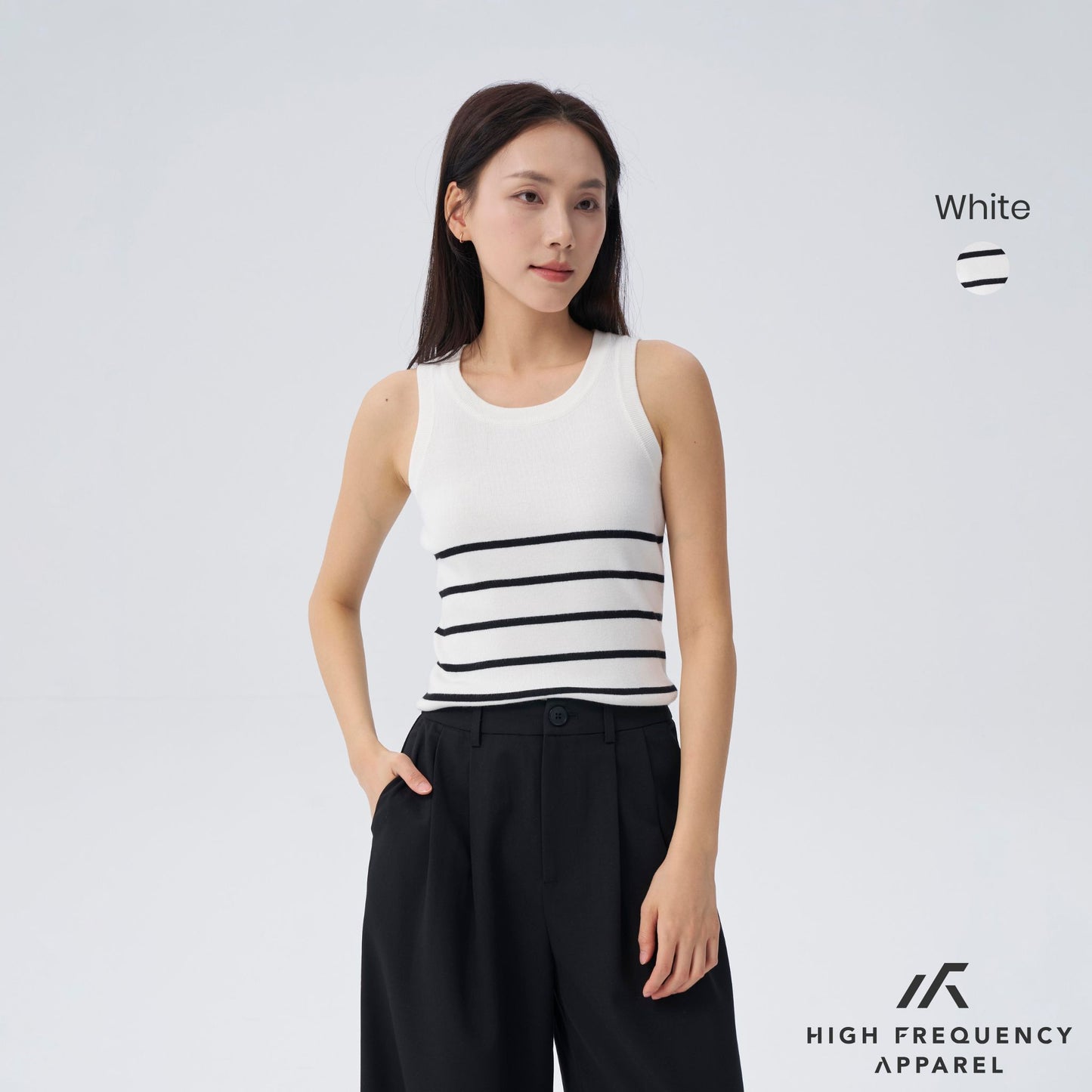 hfa women’s half striped knitted tank top