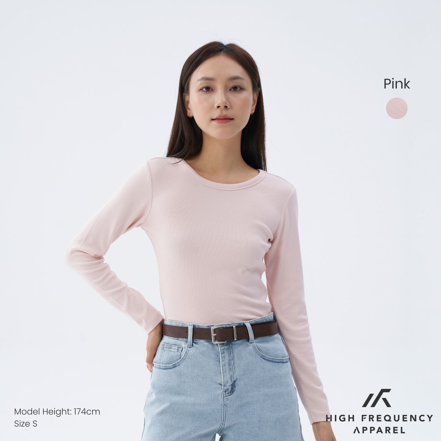 hfa women’s long sleeve ribbed tee – stretch fit essentials