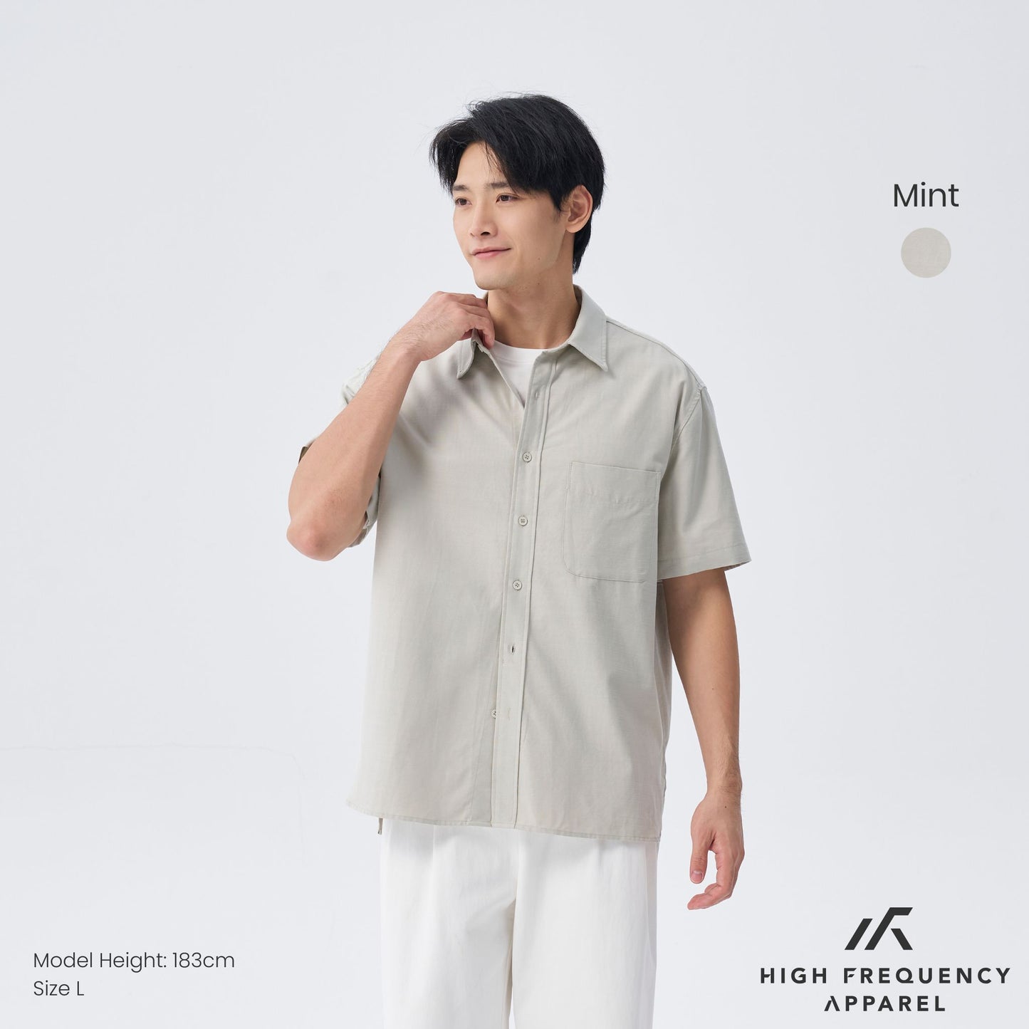 hfa men’s oversized short sleeve shirt with curved hem