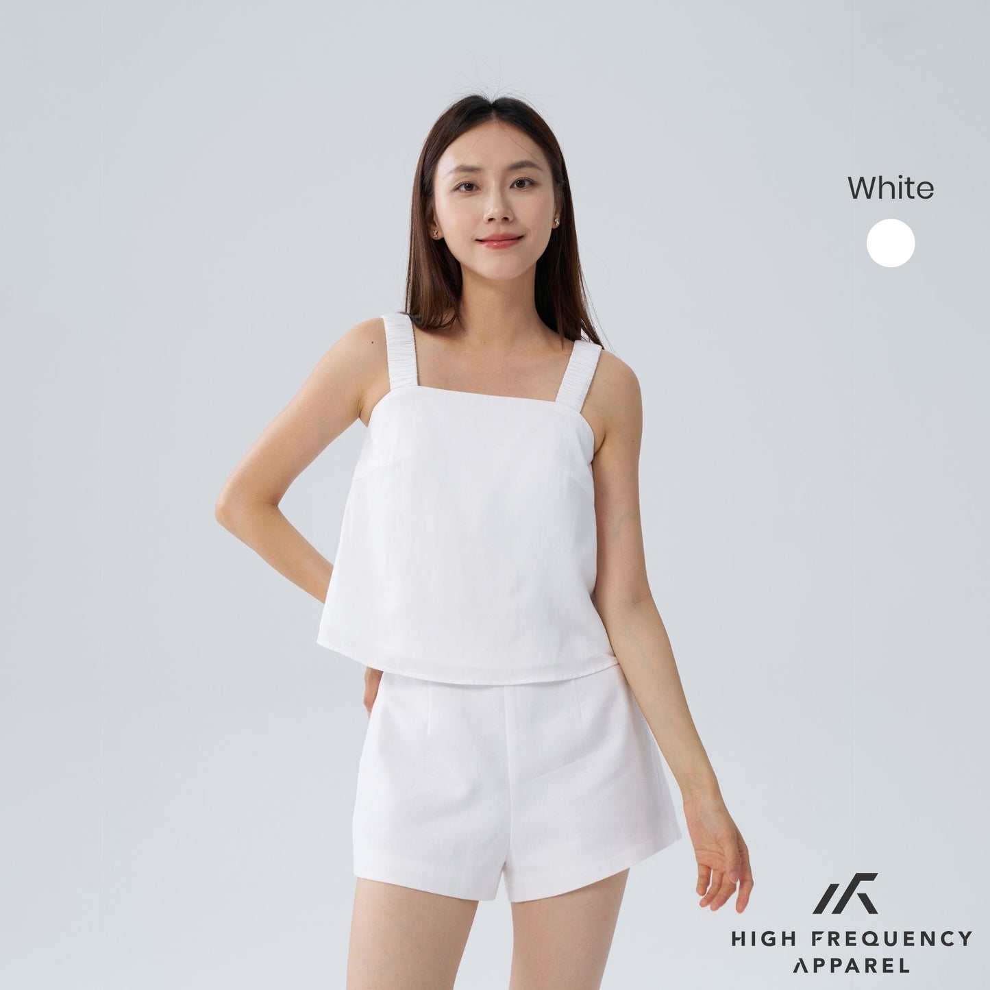 padded sleeveless top with ruched straps