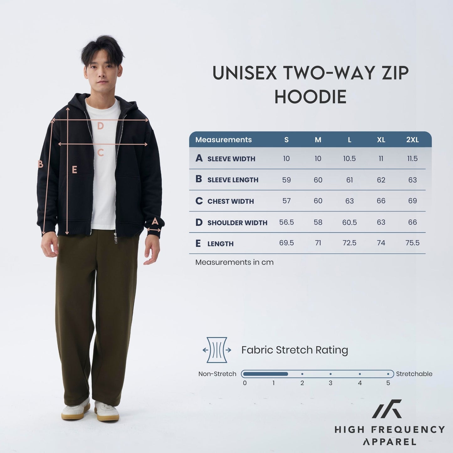 hfa unisex two-way zipper fleece hoodie