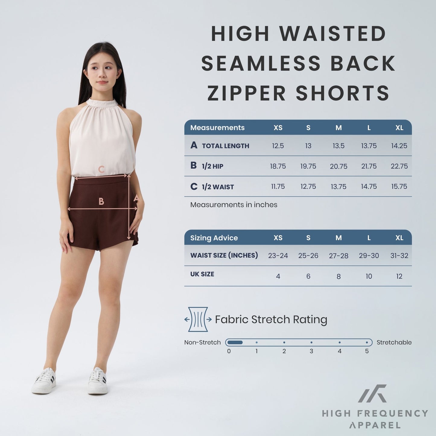 hfa women's linen high waisted shorts - back zipper