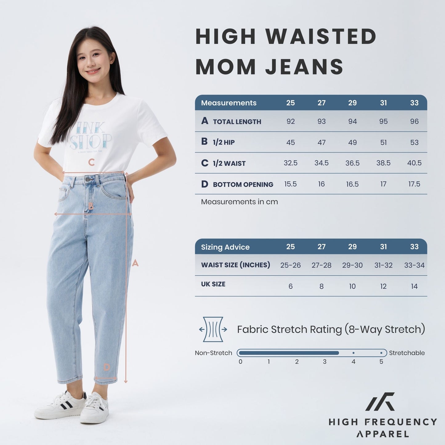 hfa women’s high waisted ankle-length mom denim jeans