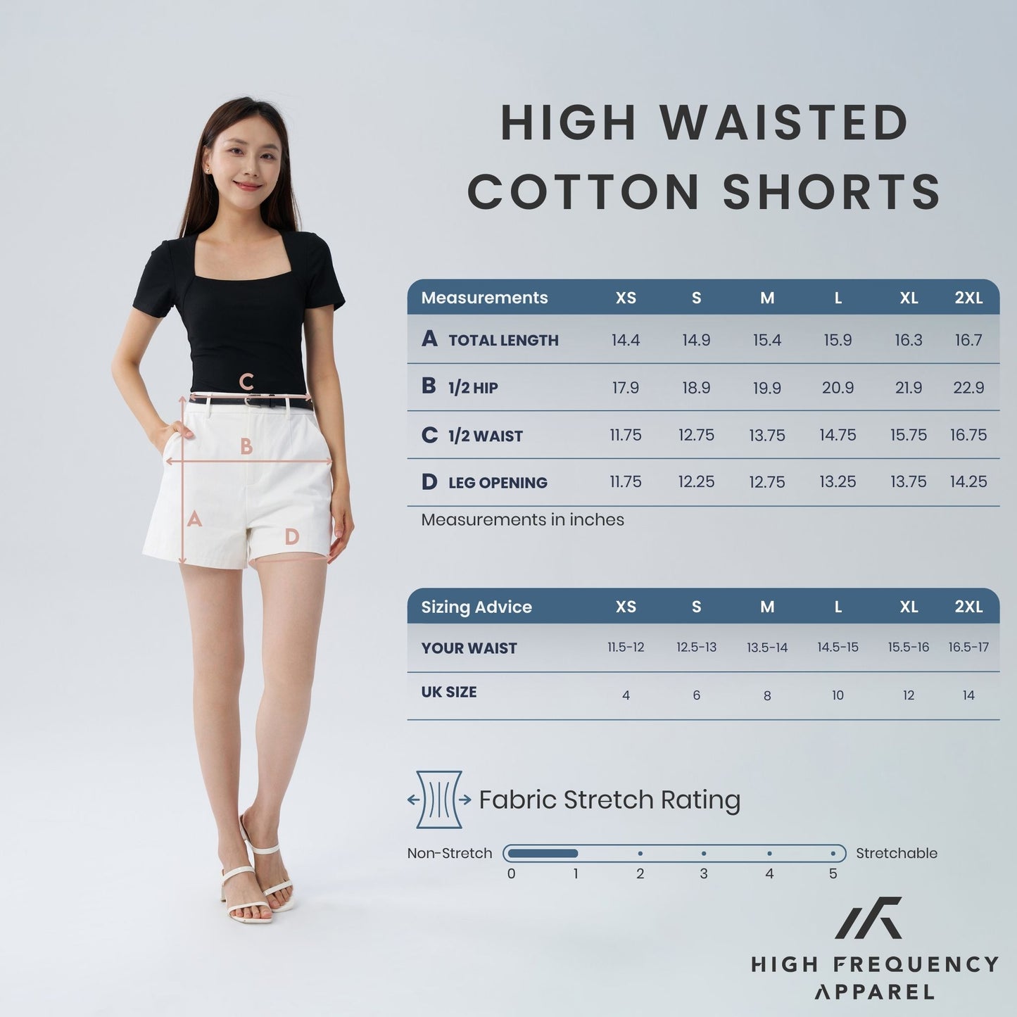 hfa women's high waisted cotton shorts