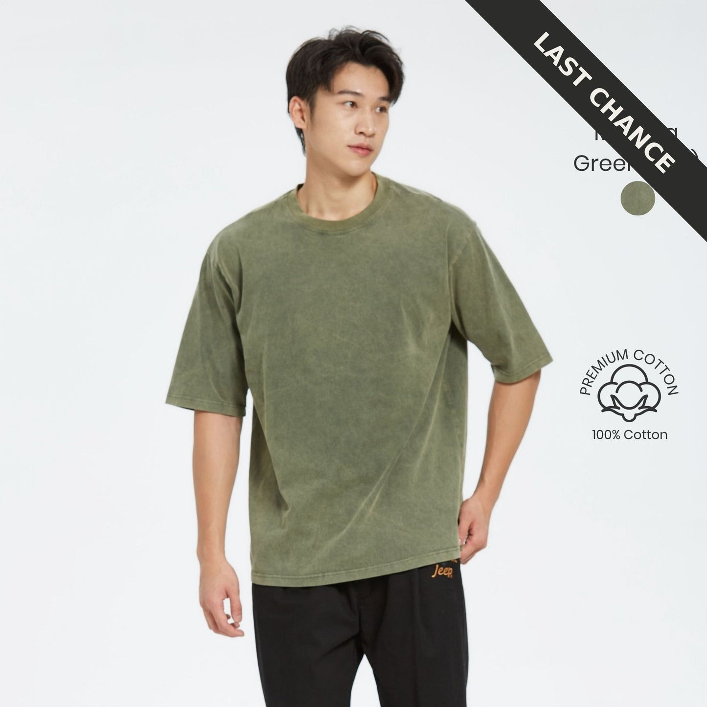 unisex acid washed 280gsm cotton oversized crew neck t-shirt