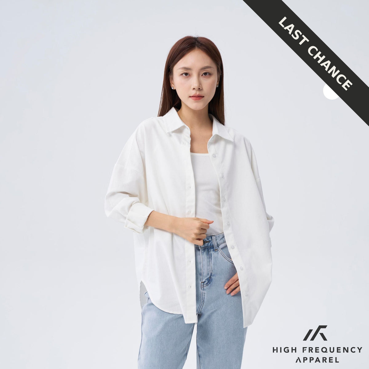 unisex ultra curved hem long sleeve relaxed shirt