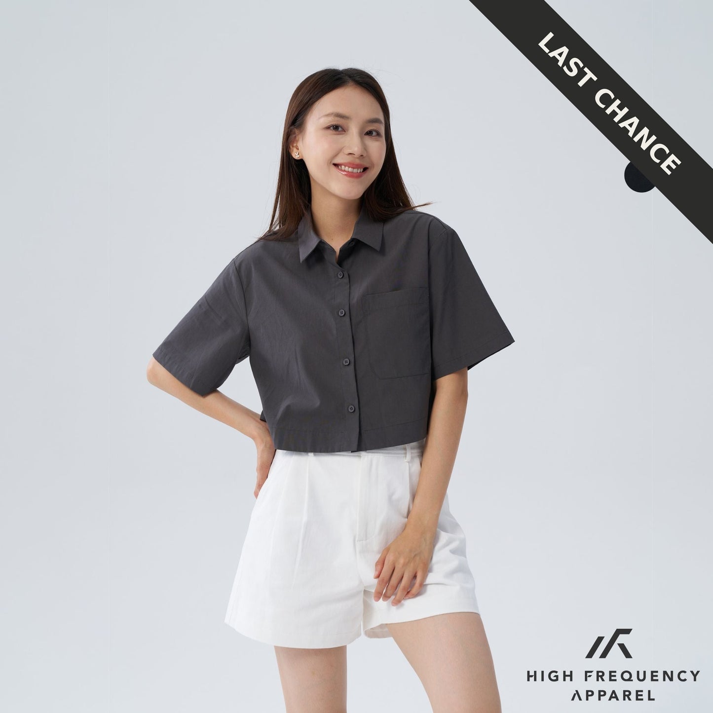 relaxed fit boxy crop shirt