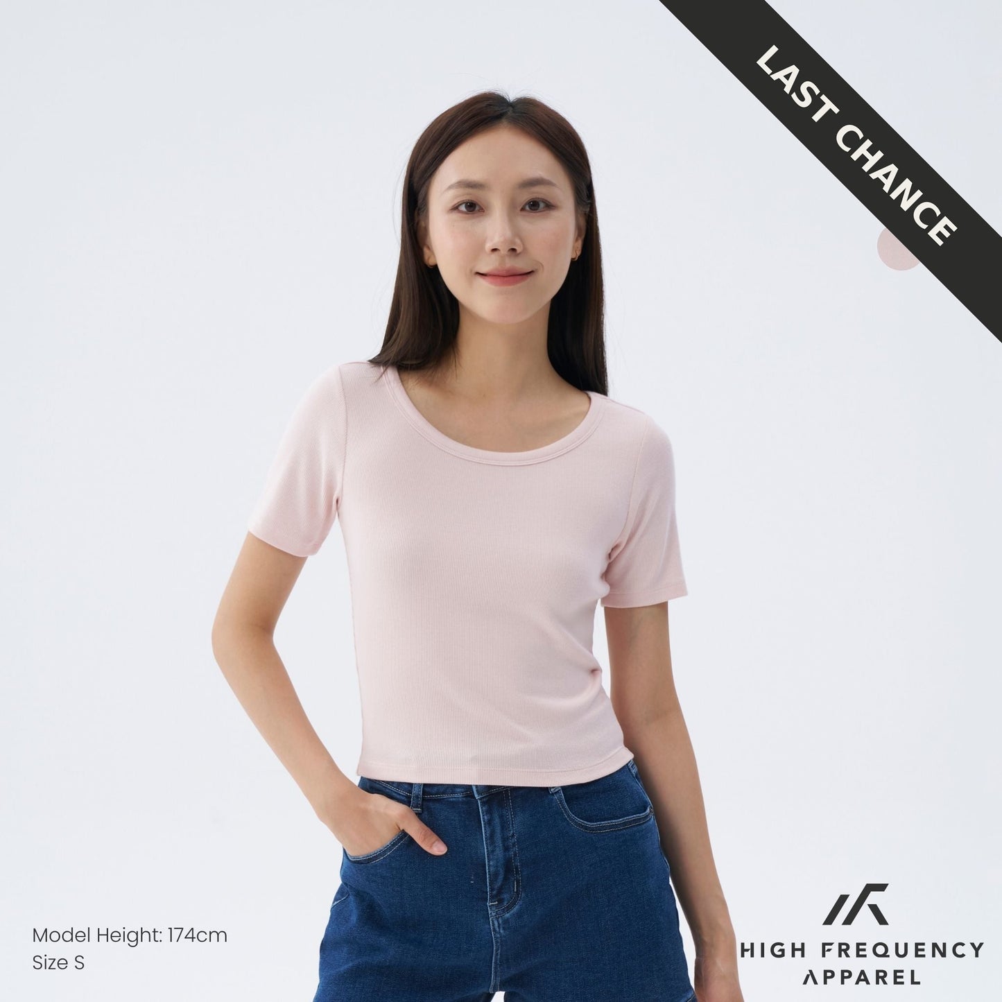 wide neck half sleeve ribbed tee – stretch fit essentials