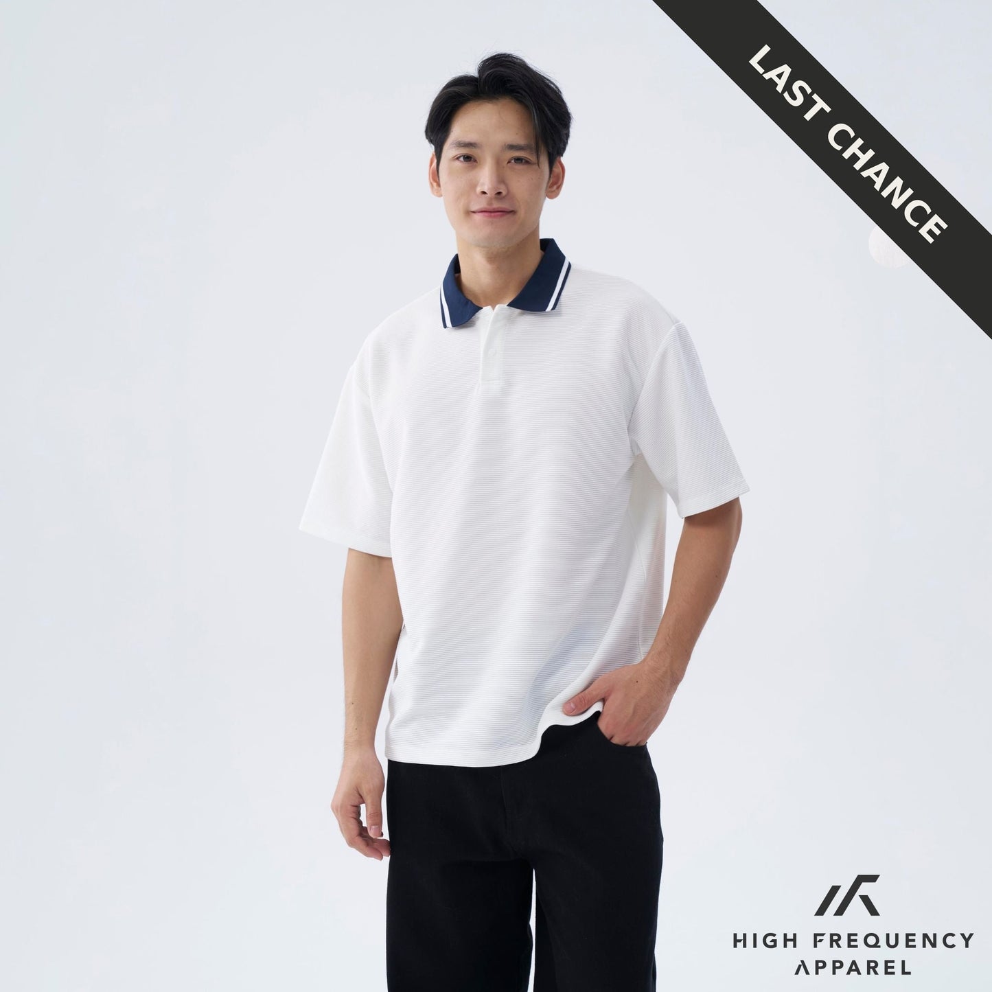oversized textured polo shirt
