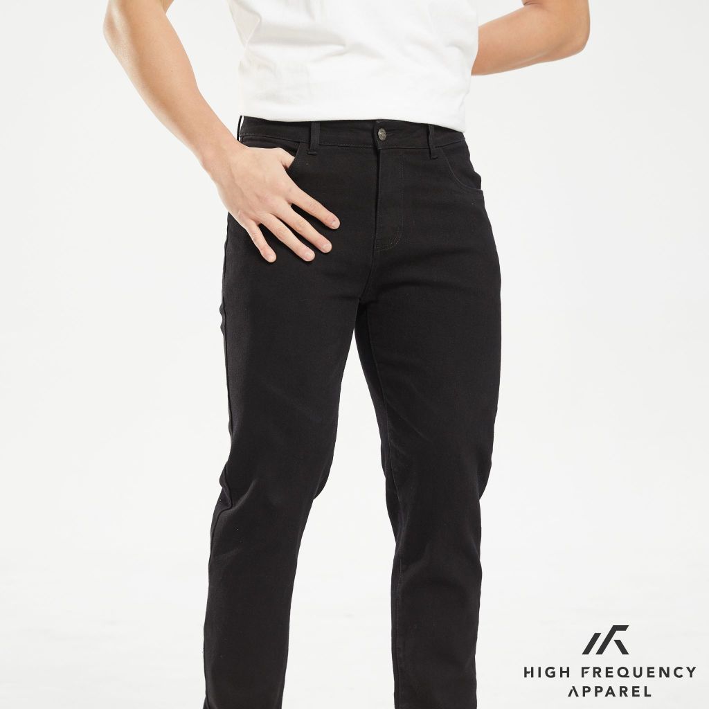 hfa men's black regular fitted mid-waisted denim jeans