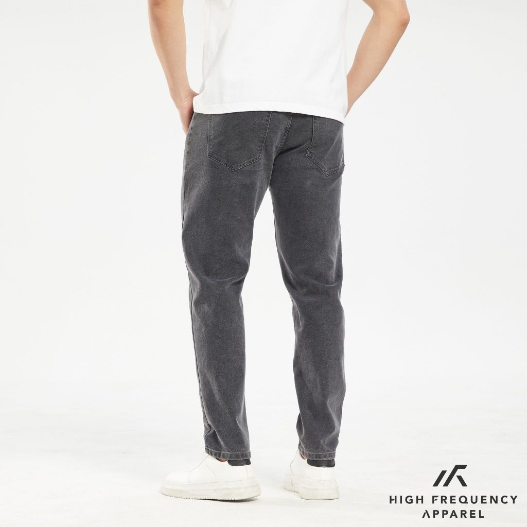 hfa men's black regular fitted mid-waisted denim jeans