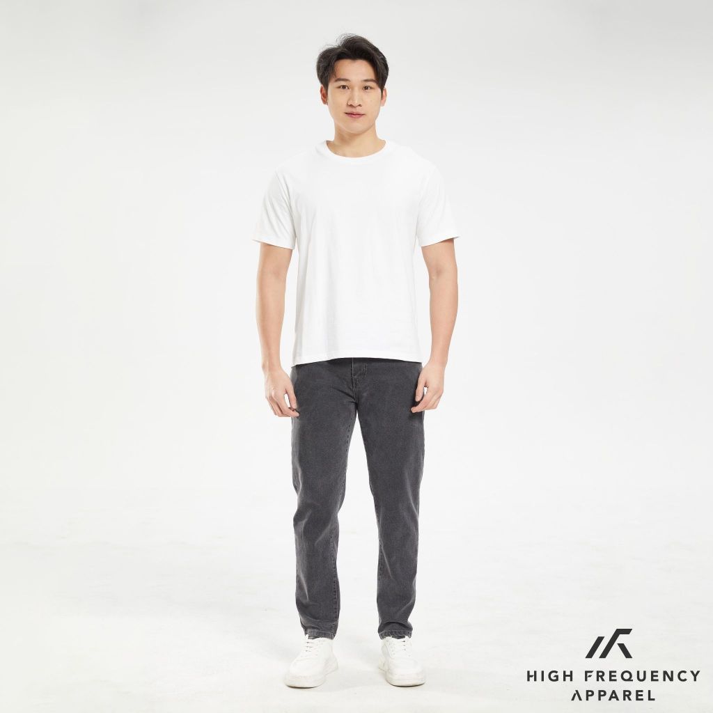 hfa men's black regular fitted mid-waisted denim jeans