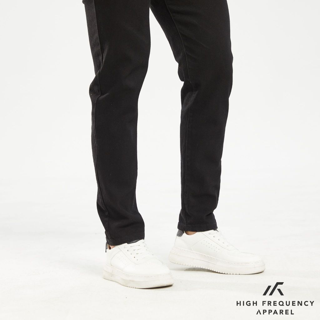 hfa men's black regular fitted mid-waisted denim jeans
