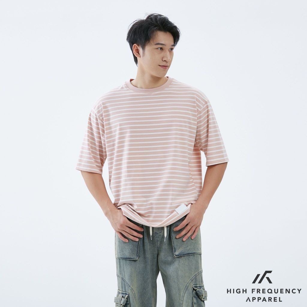 hfa unisex striped oversized stretch cotton crew neck t-shirt